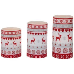 Northlight LED Flameless Flickering Nordic Reindeer Wax Pillar Christmas Candles - 6" - Set Of 3 -Northlight Christmas northlight yw95075 05 38552.1697473587