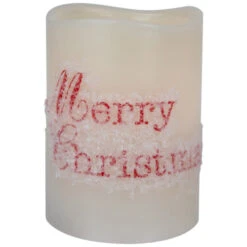 Northlight LED Flameless Frosted "Merry Christmas" Wax Pillar Candles - 6" - Set Of 3 -Northlight Christmas northlight yw95077 05 88987.1697473594