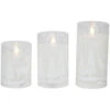 Northlight LED Flameless Flickering Snowy Woodland Glass Christmas Pillar Candles - 6" - Set Of 3 2 Northlight LED Flameless Flickering Snowy Woodland Glass Christmas Pillar Candles - 6" - Set Of 3 -Northlight Christmas northlight yw95078 01 36687.1697473594