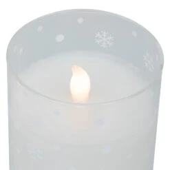 Northlight LED Flameless Flickering Snowy Woodland Glass Christmas Pillar Candles - 6" - Set Of 3 -Northlight Christmas northlight yw95078 04 67187.1697473594