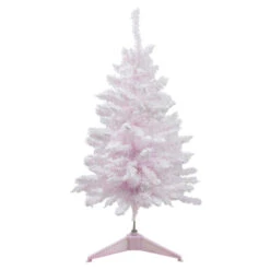 3' Medium Flocked Madeline Pink Spruce Artificial Christmas Tree, Unlit