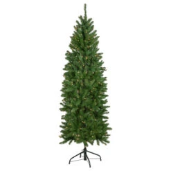 Northlight 6.5' Pre-Lit White River Fir Pencil Artificial Christmas Tree, Clear Lights