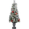 Northlight 4’ Pre-Lit Potted Snowy Bristle Pine Flocked Artificial Christmas Tree, Clear Lights -Northlight Christmas northlight z95345 01 65865.1694792773