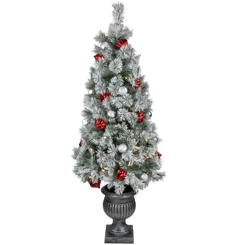 Northlight Pre-Lit Potted Snowy Bristle Pine Artificial Christmas Tree Clear Lights - 5' 3 Northlight Pre-Lit Potted Snowy Bristle Pine Artificial Christmas Tree Clear Lights - 5'