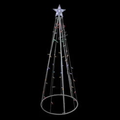 Northlight LED Lighted Cone Christmas Tree Outdoor Decoration - 5' - White - Multicolor Lights