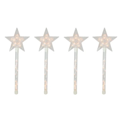 Northlight 4ct Lighted Star Christmas Pathway Marker With Lawn Stakes White Wire - Clear Lights 3 Northlight 4ct Lighted Star Christmas Pathway Marker With Lawn Stakes White Wire - Clear Lights