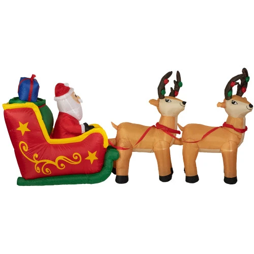 Northlight Inflatable Santa's Sleigh And Reindeer Outdoor Christmas Decoration - 8' 3 Northlight Inflatable Santa's Sleigh And Reindeer Outdoor Christmas Decoration - 8'