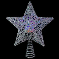 13" Lighted Silver Star With Rotating Projector Christmas Tree Topper - Multicolor LED Lights -Northlight Christmas northlightct 74 287 107 4 85918.1665610751