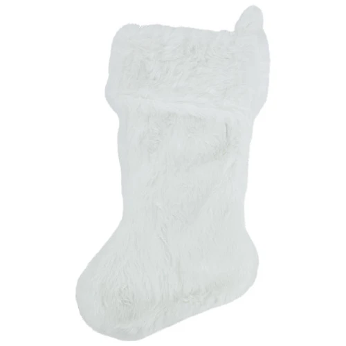 19" White Plush Christmas Stocking 3 19" White Plush Christmas Stocking