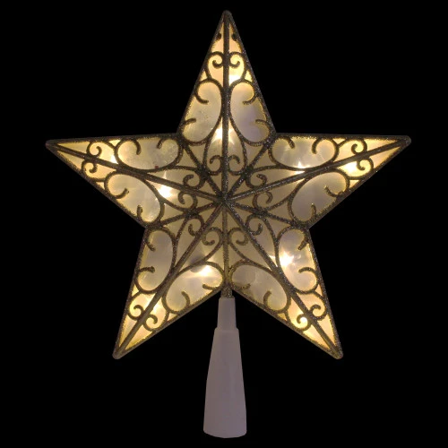 Northlight 9" Gold And White Glittered Star LED Christmas Tree Topper - Warm White Lights 3 Northlight 9" Gold And White Glittered Star LED Christmas Tree Topper - Warm White Lights