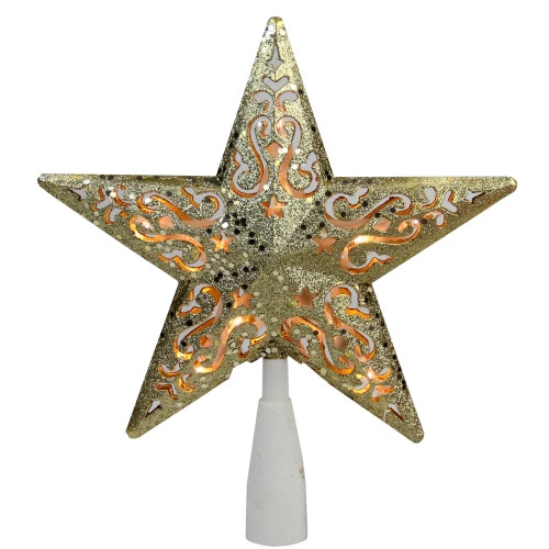 Northlight 8.25" Gold Glitter Star Christmas Tree Topper - Clear Lights 3 Northlight 8.25" Gold Glitter Star Christmas Tree Topper - Clear Lights
