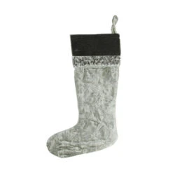 Target 22" Gray And Black Quilted Embellished Christmas Stocking