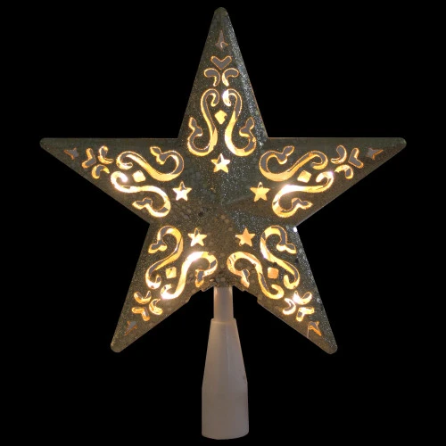 Northlight 8.25" Gold Glitter Star Christmas Tree Topper - Clear Lights 4 Northlight 8.25" Gold Glitter Star Christmas Tree Topper - Clear Lights - Image 2