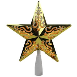 Northlight 8.5" Lighted Gold And White Star Cut-Out Design Christmas Tree Topper - Clear Lights