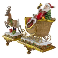 Northlight Set Of 2 Brown And Red Santa Claus With Reindeer Christmas Stocking Holders 9.5" -Northlight Christmas roman 37011 2 00288.1595892101