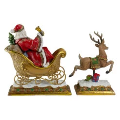 Northlight Set Of 2 Brown And Red Santa Claus With Reindeer Christmas Stocking Holders 9.5" -Northlight Christmas roman 37011 3 62168.1595892102