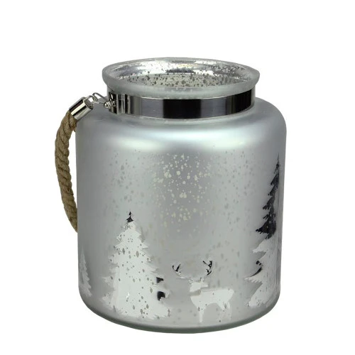 Northlight Tree Silhouette Mercury Glass Christmas Pillar Candle Holder - 9.5" - Silver And Gray 3 Northlight Tree Silhouette Mercury Glass Christmas Pillar Candle Holder - 9.5" - Silver And Gray