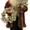 Northlight Plaid Standing Santa With Wreath & Alpine Tree Christmas Figure - 4'