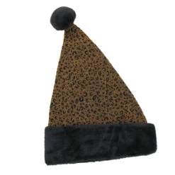 Northlight Brown And Black Metallic Leopard Santa Hat Unisex Adult Christmas Costume Accessory - One Size