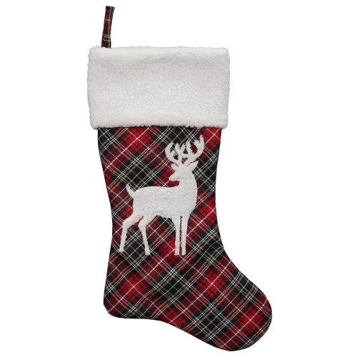 Northlight 20" Black And Red Tartan Reindeer Christmas Stocking With Cuff 3 Northlight 20" Black And Red Tartan Reindeer Christmas Stocking With Cuff