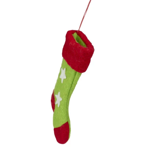 Northlight 9.5" Green And Red Stars Felt Christmas Stocking Ornament 5 Northlight 9.5" Green And Red Stars Felt Christmas Stocking Ornament - Image 3