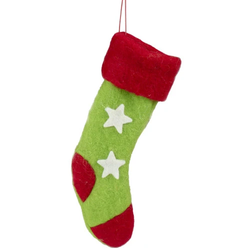 Northlight 9.5" Green And Red Stars Felt Christmas Stocking Ornament 3 Northlight 9.5" Green And Red Stars Felt Christmas Stocking Ornament