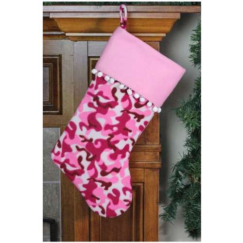 15.75" Pink And Brown Camouflage Christmas Stocking With Cuff 6 15.75" Pink And Brown Camouflage Christmas Stocking With Cuff - Image 4