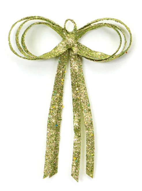 Glitter Drenched Christmas Bow Decoration - 16" - Gold And Green 3 Glitter Drenched Christmas Bow Decoration - 16" - Gold And Green