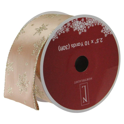 Northlight Gold Snowflakes Christmas Wired Craft Ribbon 2.5" X 10 Yards 3 Northlight Gold Snowflakes Christmas Wired Craft Ribbon 2.5" X 10 Yards
