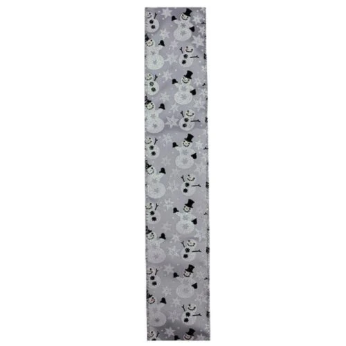 Northlight Silver Snowmen And Snowflakes Wired Christmas Craft Ribbon 2.5" X 10 Yards 4 Northlight Silver Snowmen And Snowflakes Wired Christmas Craft Ribbon 2.5" X 10 Yards - Image 2