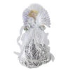 Northlight 16" White And Silver Lighted Angel Sequined Gown Christmas Tree Topper
