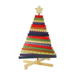 Adjustable Wooden Christmas Tree Decoration - 15.5" - Multicolor